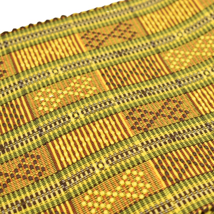 首里やしらみ花織 半幅帯 黄×茶×緑｜首里織 沖縄伝統織物 帯